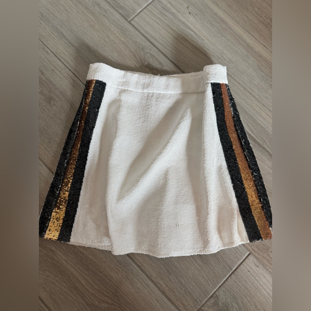 Queen of sparkles White Skort with Black and Gold Accents